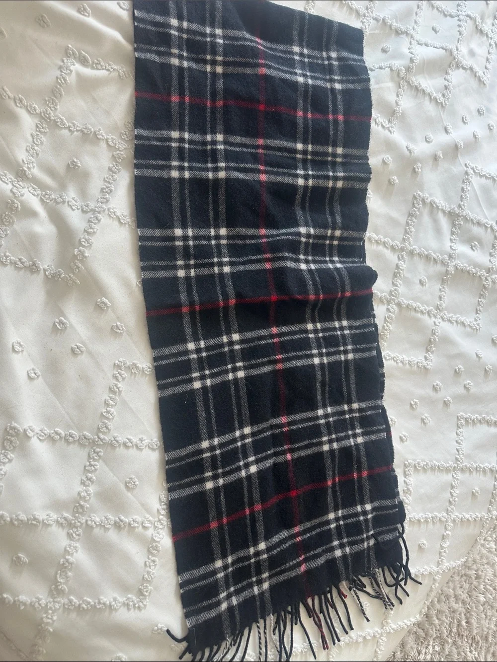 Black Plaid Fringe Men's Scarf - Unbranded